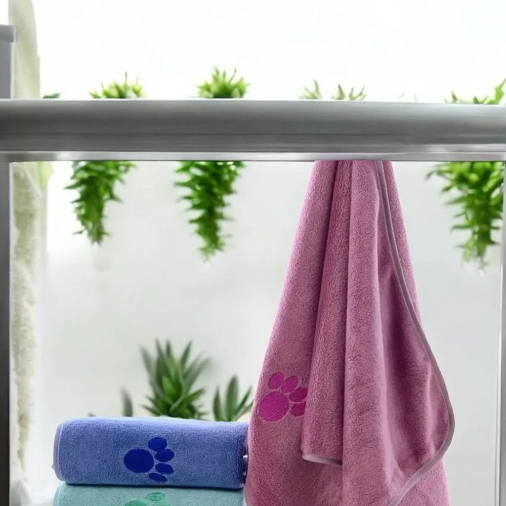 Pink Paw Print Pet Towel